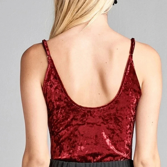 BURGUNDY VELVET BODYSUIT - Picture 3 of 4